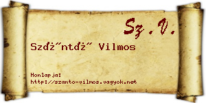 Szántó Vilmos névjegykártya